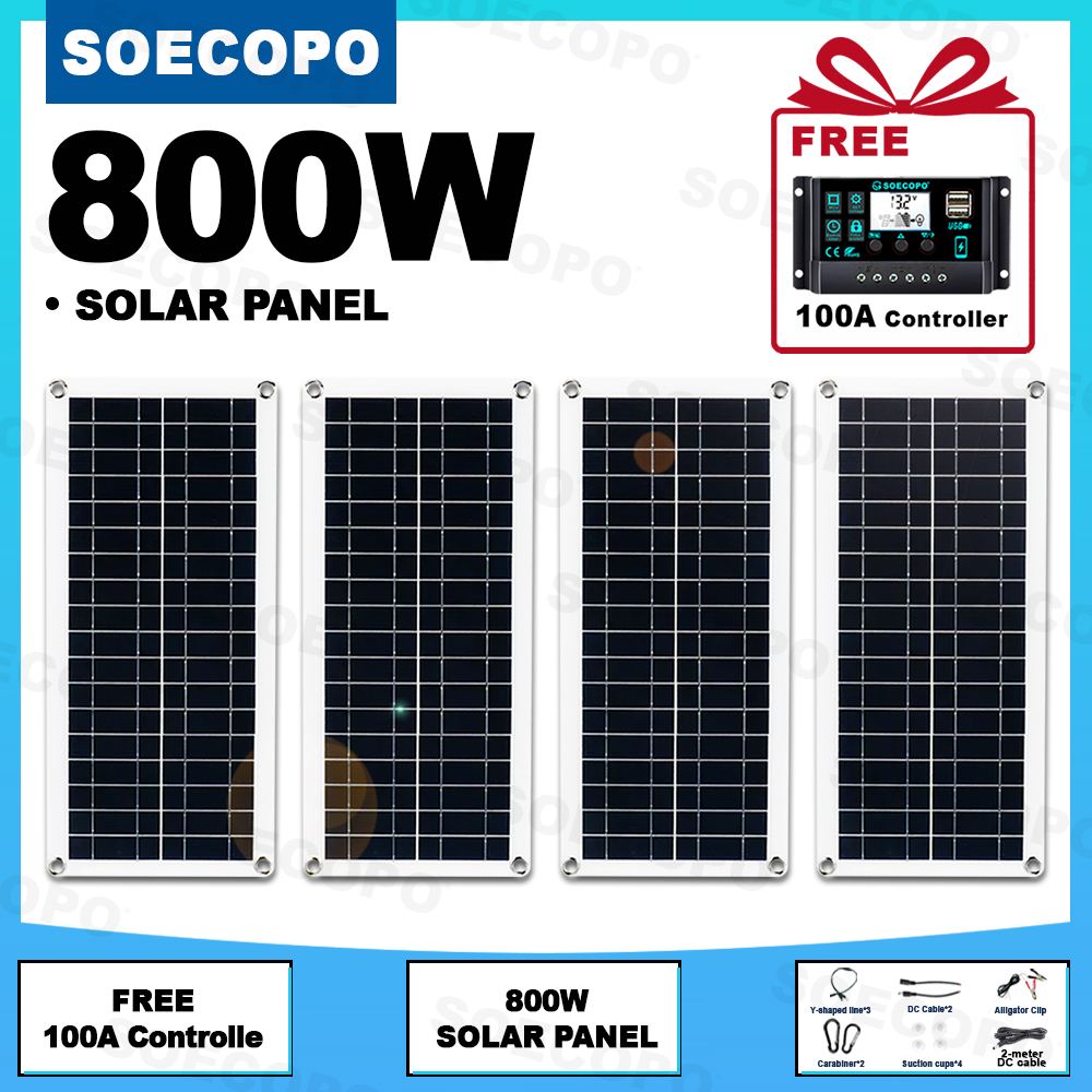Renewable Energy Kit - SOECOPO 800W Solar Panel Kit 4pcs