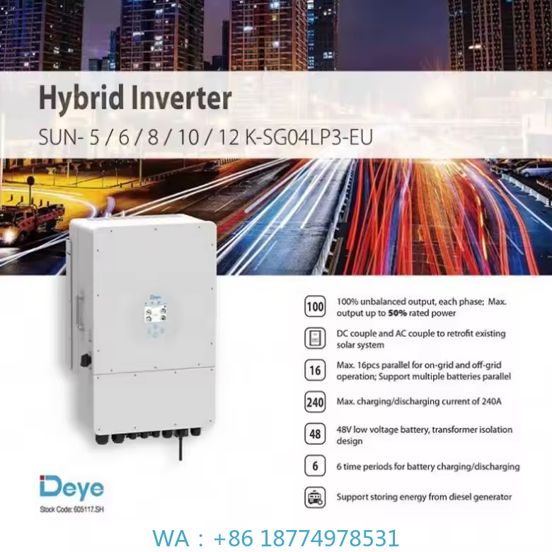 Hybrid Solar Inverter - SUN-12K-SG04LP3-EU Phase Hybrid Inverter 5-12kW Single