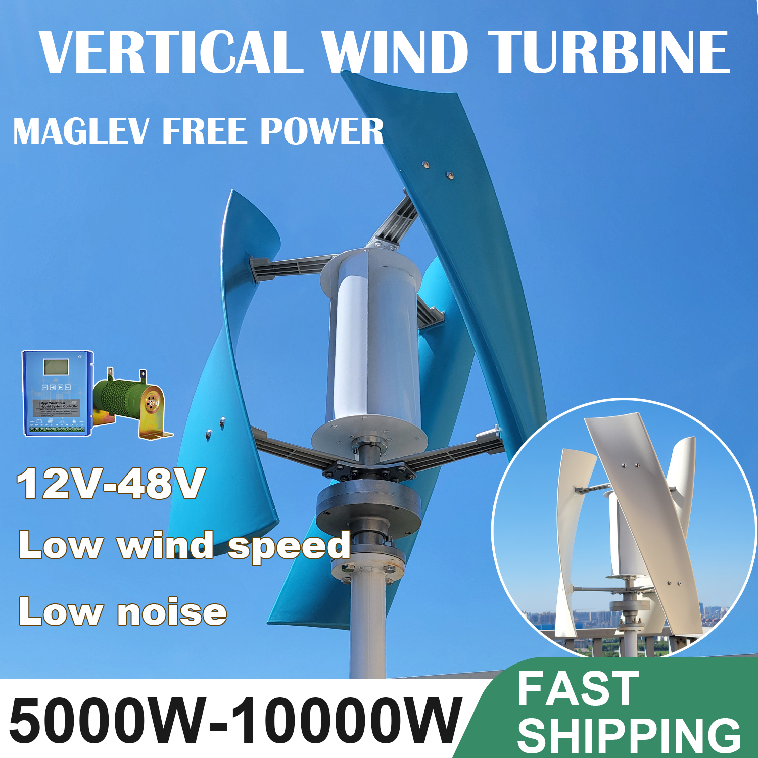 5000W 6000W Vertical Wind Turb – Wind Solar Hybrid Kit recenzja i cena