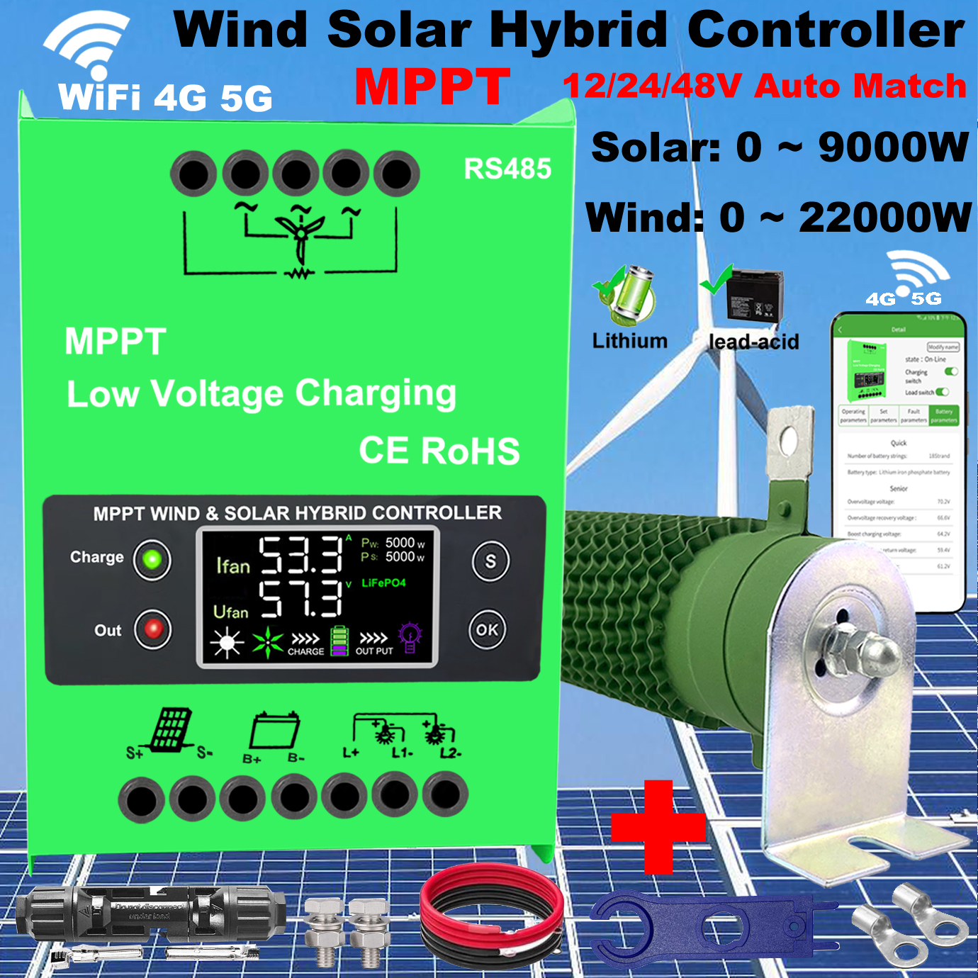 12V 24V 48V 4000W WIFI Wind So – Wind Solar Hybrid Kit recenzja i cena