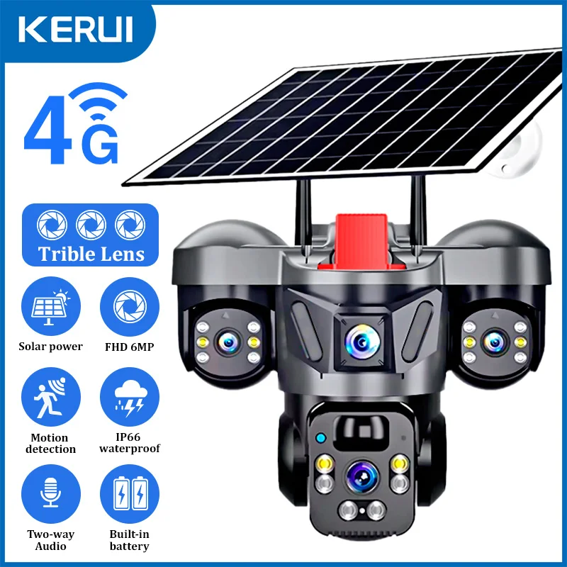KERUI Outdoor PTZ 6MP 4G SIM W – Solar Panel Tilt Mount recenzja i cena